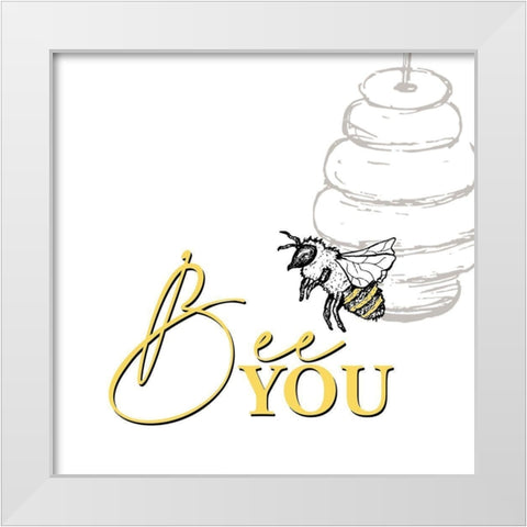 Bee 2 White Modern Wood Framed Art Print by Allen, Kimberly