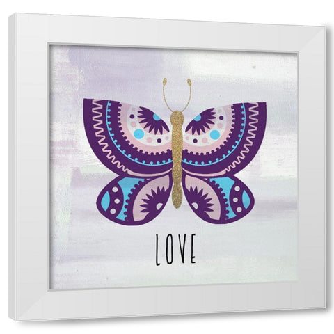 Patterned Butterfly 1 White Modern Wood Framed Art Print by Allen, Kimberly