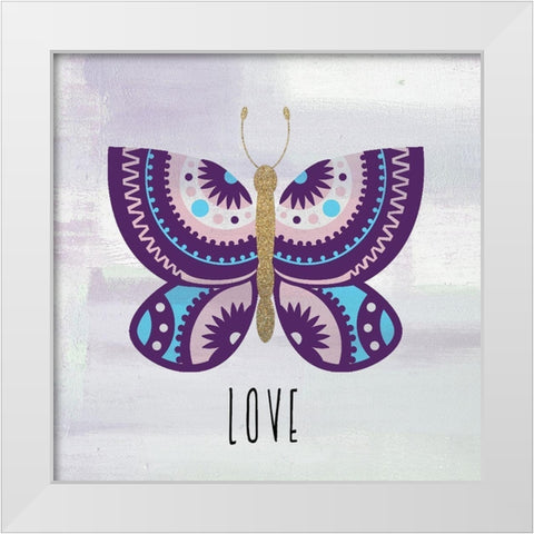 Patterned Butterfly 1 White Modern Wood Framed Art Print by Allen, Kimberly