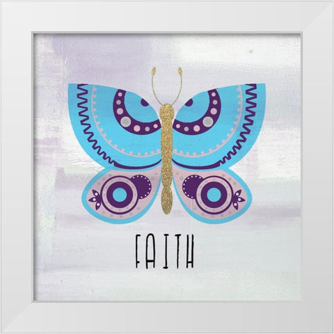Patterned Butterfly 3 White Modern Wood Framed Art Print by Allen, Kimberly
