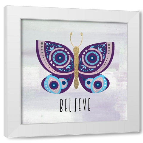 Patterned Butterfly 4 White Modern Wood Framed Art Print by Allen, Kimberly