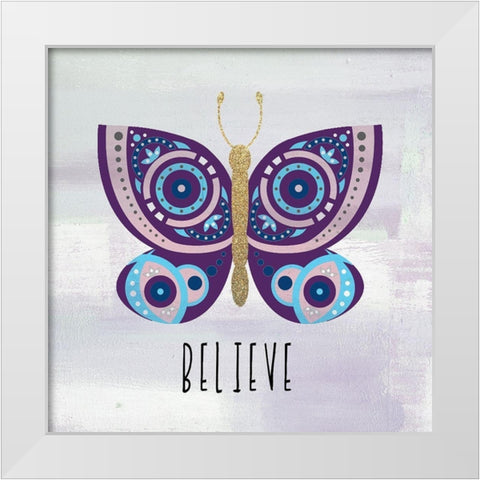 Patterned Butterfly 4 White Modern Wood Framed Art Print by Allen, Kimberly