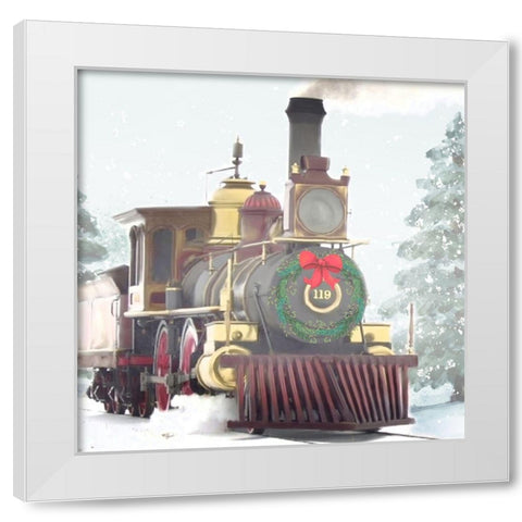 Winter Train White Modern Wood Framed Art Print by Allen, Kimberly