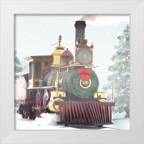 Winter Train White Modern Wood Framed Art Print by Allen, Kimberly