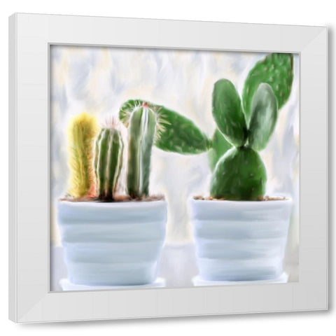 Cactus White Modern Wood Framed Art Print by Allen, Kimberly