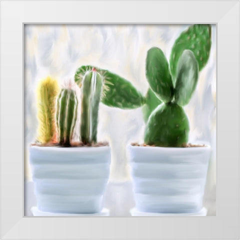 Cactus White Modern Wood Framed Art Print by Allen, Kimberly