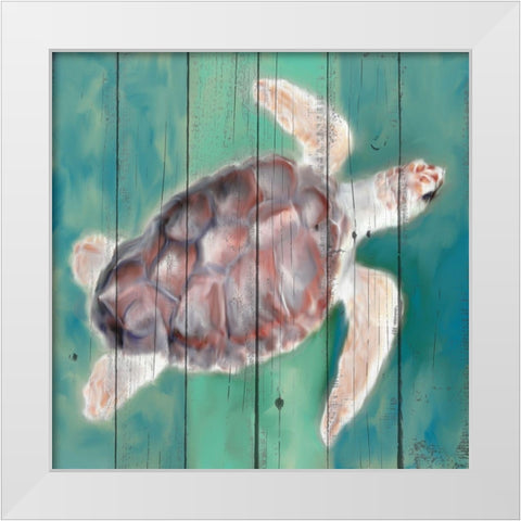 Sea Turtle White Modern Wood Framed Art Print by Allen, Kimberly