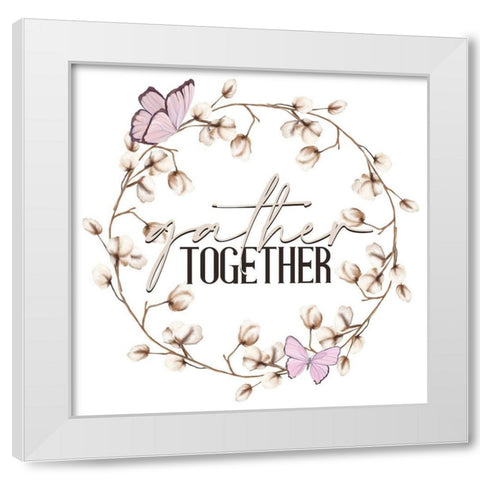 Gather Together Wreath White Modern Wood Framed Art Print by Allen, Kimberly
