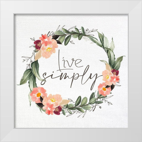 Live Simple Wreath White Modern Wood Framed Art Print by Allen, Kimberly