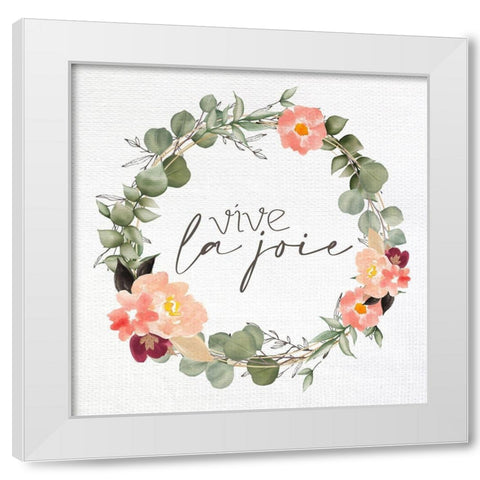 Vive la Joie Wreath White Modern Wood Framed Art Print by Allen, Kimberly
