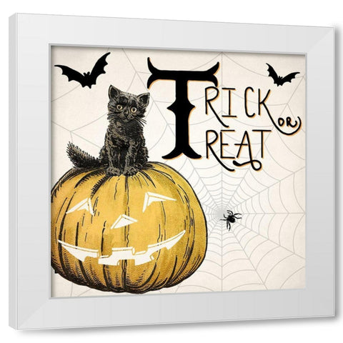 Trick or Treat Cat v2 White Modern Wood Framed Art Print by Allen, Kimberly