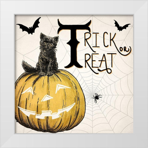 Trick or Treat Cat v2 White Modern Wood Framed Art Print by Allen, Kimberly