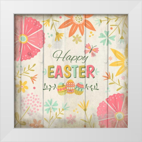 Happy Easter White Modern Wood Framed Art Print by Allen, Kimberly