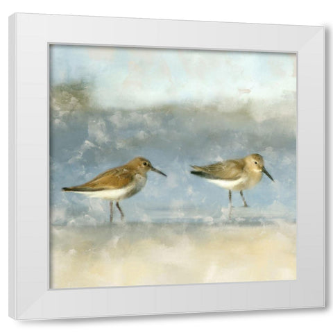 Sandpipers White Modern Wood Framed Art Print by Allen, Kimberly