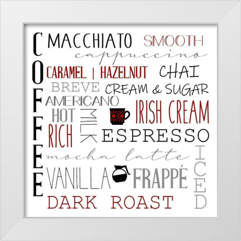 Coffee Red White Modern Wood Framed Art Print by Allen, Kimberly