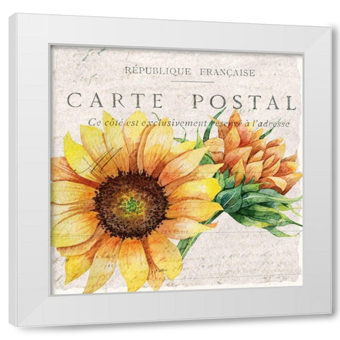 Sunflower Postcard 1 White Modern Wood Framed Art Print by Allen, Kimberly