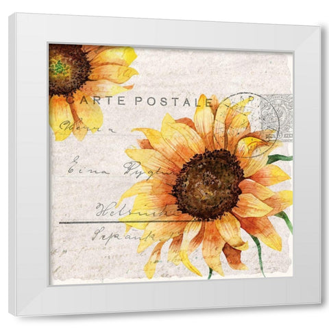 Sunflower Postcard 2 White Modern Wood Framed Art Print by Allen, Kimberly