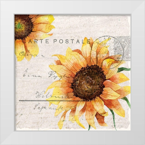 Sunflower Postcard 2 White Modern Wood Framed Art Print by Allen, Kimberly