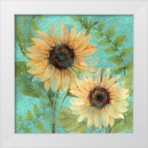 Sunflower Teal White Modern Wood Framed Art Print by Allen, Kimberly