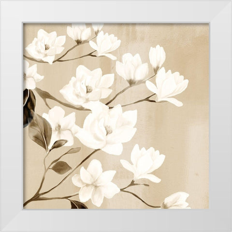 Magnolia White Modern Wood Framed Art Print by Allen, Kimberly