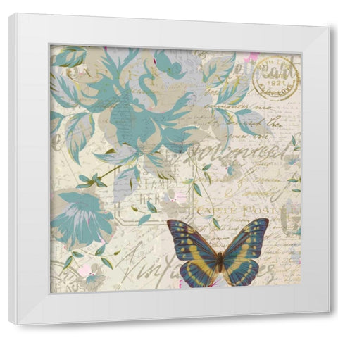 Carte Postal Floral 2 White Modern Wood Framed Art Print by Allen, Kimberly