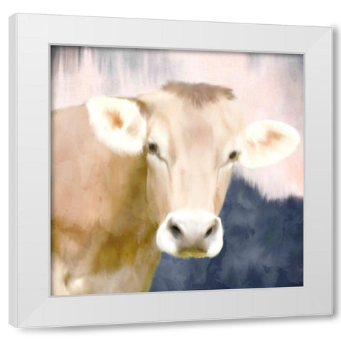 Pink Bush Cow White Modern Wood Framed Art Print by Allen, Kimberly