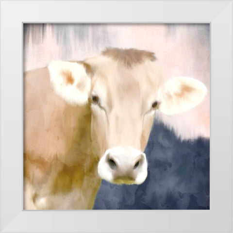 Pink Bush Cow White Modern Wood Framed Art Print by Allen, Kimberly