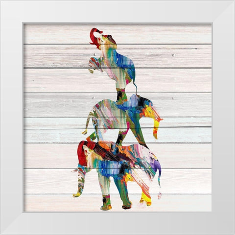 Elephant Trio White Modern Wood Framed Art Print by Allen, Kimberly