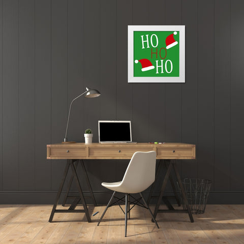 HO HO HO Hats White Modern Wood Framed Art Print by Allen, Kimberly