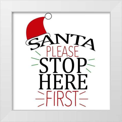 Santa Please Square White Modern Wood Framed Art Print by Allen, Kimberly
