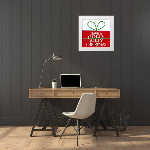 Holly Jolly Presents White Modern Wood Framed Art Print by Allen, Kimberly
