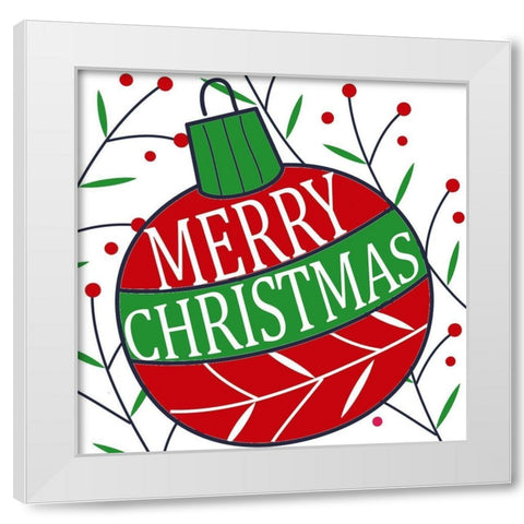 Merry Christmas Ornament White Modern Wood Framed Art Print by Allen, Kimberly