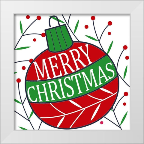Merry Christmas Ornament White Modern Wood Framed Art Print by Allen, Kimberly