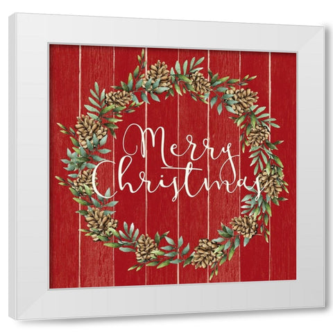 Merry Christmas Wreath V2 White Modern Wood Framed Art Print by Allen, Kimberly