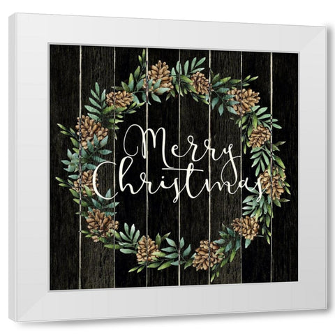 Merry Christmas Wreath White Modern Wood Framed Art Print by Allen, Kimberly