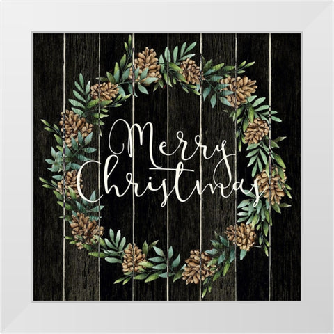 Merry Christmas Wreath White Modern Wood Framed Art Print by Allen, Kimberly