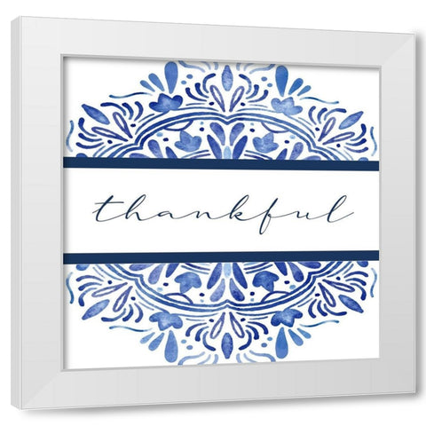 Thankful Medallion White Modern Wood Framed Art Print by Allen, Kimberly
