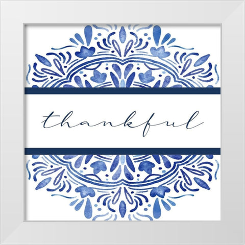 Thankful Medallion White Modern Wood Framed Art Print by Allen, Kimberly