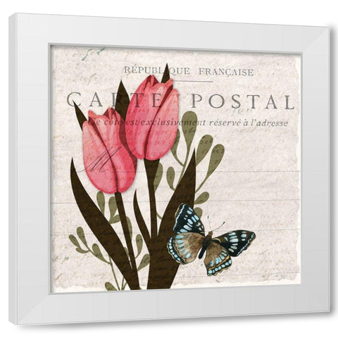 Tulip Postcard 1 White Modern Wood Framed Art Print by Allen, Kimberly