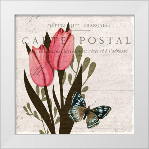 Tulip Postcard 1 White Modern Wood Framed Art Print by Allen, Kimberly