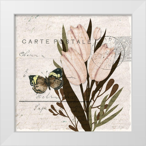 Tulip Postcard 2 White Modern Wood Framed Art Print by Allen, Kimberly