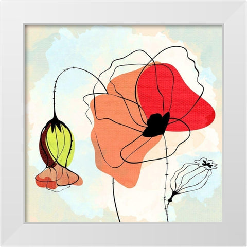 Poppy Square 2 White Modern Wood Framed Art Print by Allen, Kimberly