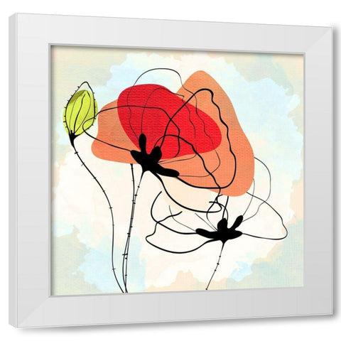 Poppy Square 3 White Modern Wood Framed Art Print by Allen, Kimberly