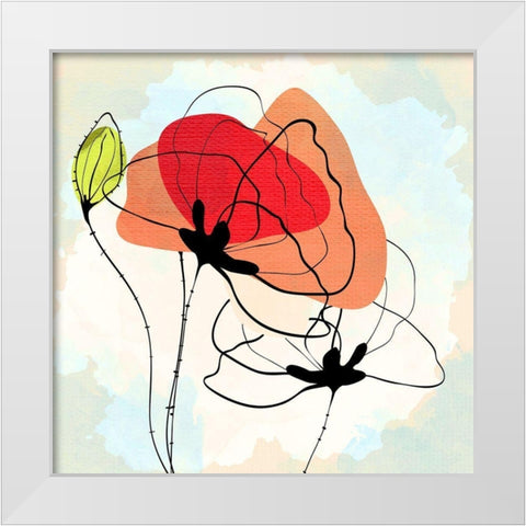 Poppy Square 3 White Modern Wood Framed Art Print by Allen, Kimberly