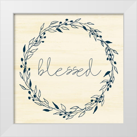 Blessed Square Wreath White Modern Wood Framed Art Print by Allen, Kimberly