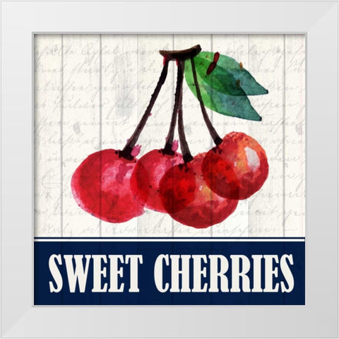 Sweet Cherries White Modern Wood Framed Art Print by Allen, Kimberly