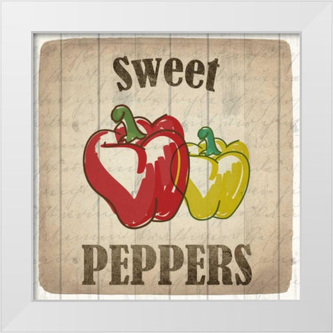 Sweet Peppers White Modern Wood Framed Art Print by Allen, Kimberly