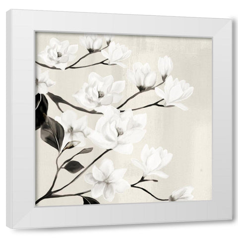 Magnolias White Modern Wood Framed Art Print by Allen, Kimberly