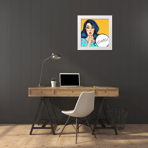 OMG Girl White Modern Wood Framed Art Print by Allen, Kimberly