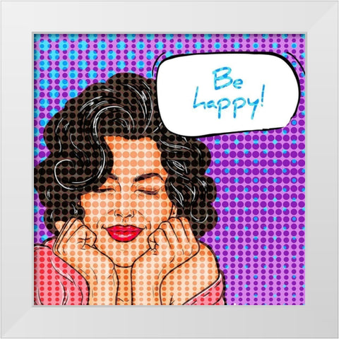Be Happy White Modern Wood Framed Art Print by Allen, Kimberly